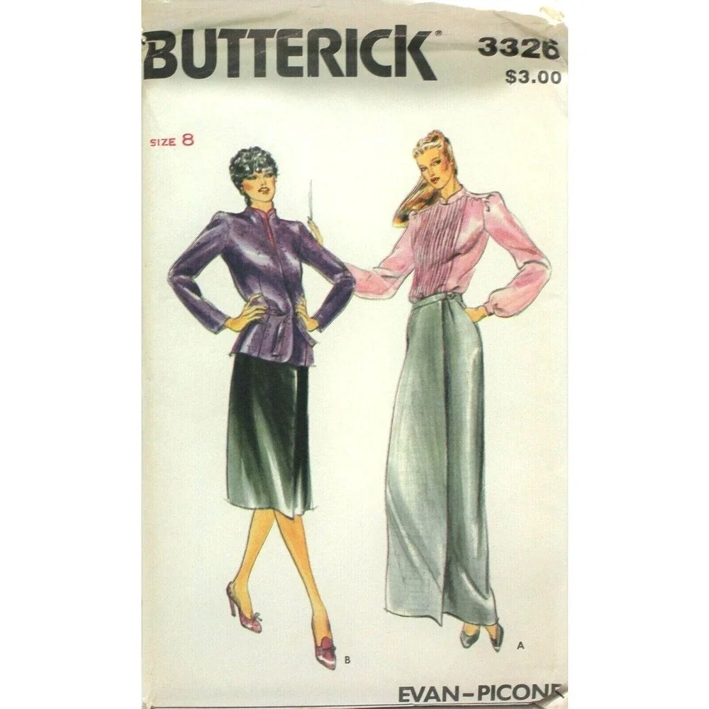 Butterick‎ Sewing Pattern 3326 Jacket Blouse Skirt Misses Size 8 Evan Picone